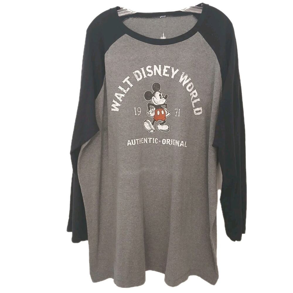 Walt Disney World Parks Authentic 1971 Raglan Shirt XXXL Gray Mickey Mouse‎ VNTG